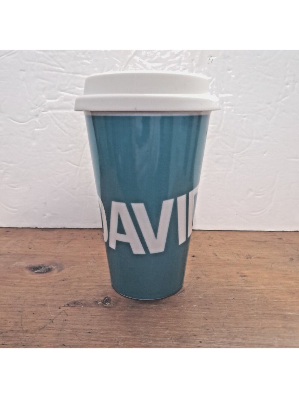 Davids Tea Teal Ceramic Travel Tumbler Cup Mug With Silicone Lid 12 Oz
